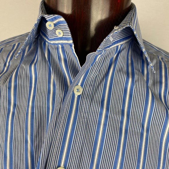 Bugatchi Uomo Mens M Striped Button Down Flip Cuff - Picture 5 of 12